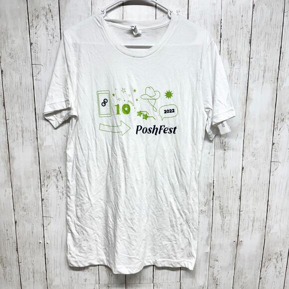 Poshfest Custom Top Unisex Medium White Graphic Short Sleeve Shirt Poshfest 2022 - Picture 1 of 6